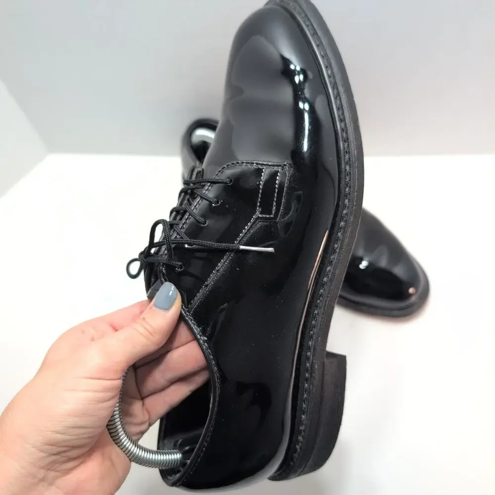 Bates Mens Size 9.5 D High Gloss Shiny Dress Shoes Black Uniform Military Plain